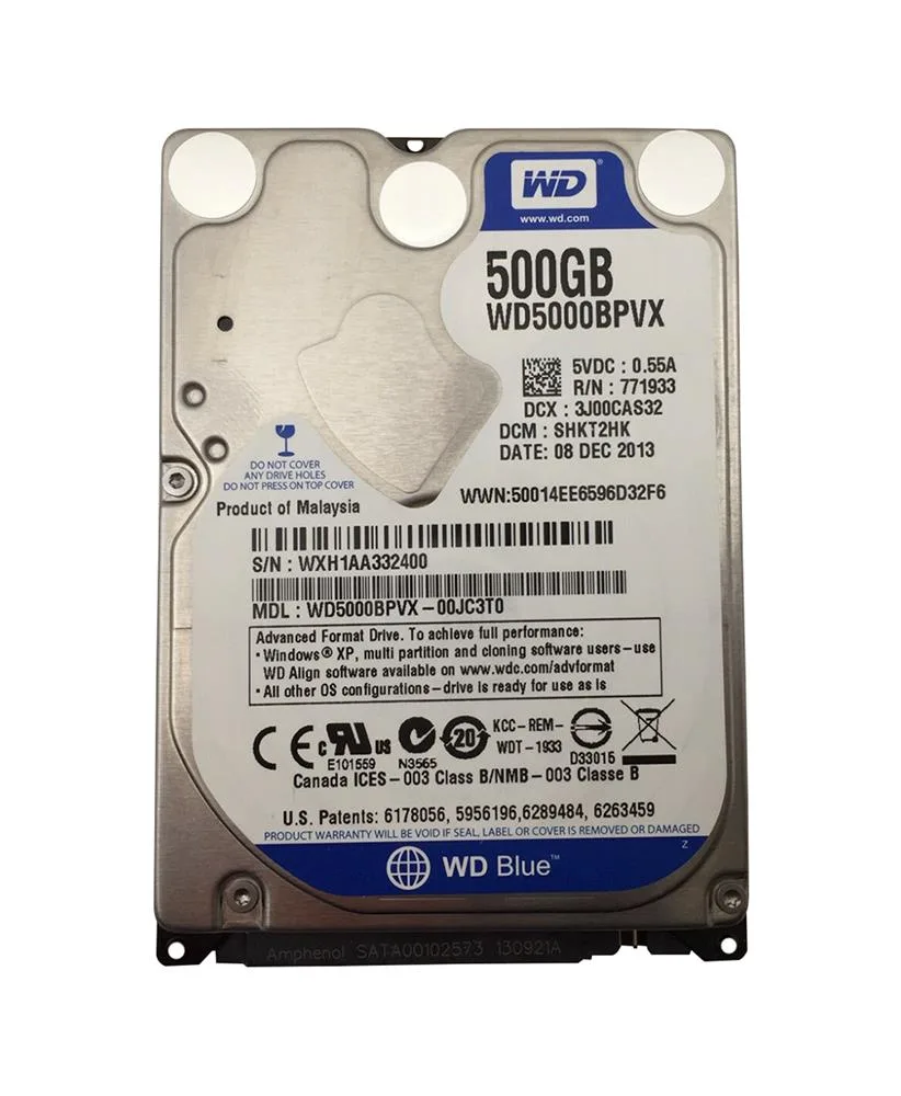 WD5000BPVX - Western Digital Blue 500GB 5400RPM SATA 6Gb/s 8MB Cache 2.5-inch Hard Drive