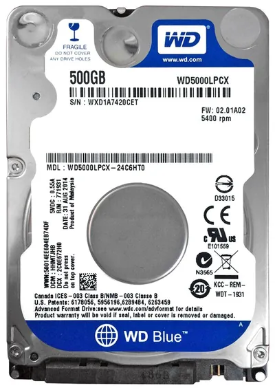 WD5000LPCX-24VHAT0 - Western Digital Blue 500GB 5400RPM SATA 6Gb/s 8MB Cache 2.5-inch Hard Drive
