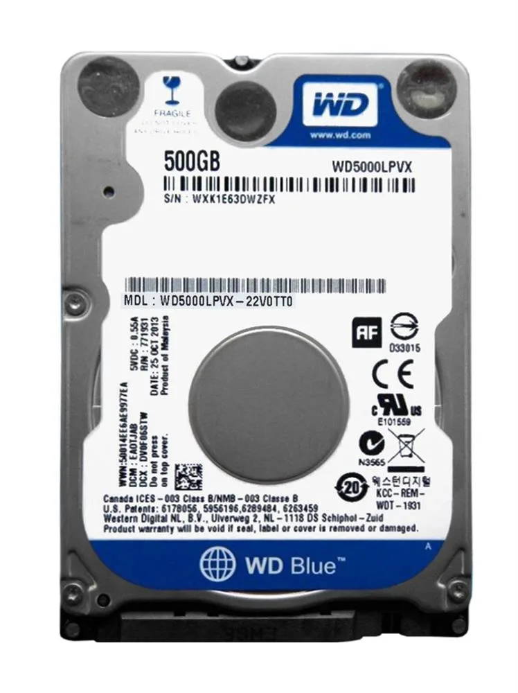 WD5000LPVX-22V0TT0 - Western Digital Blue 500GB 5400RPM SATA 6Gb/s 8MB Cache 2.5-inch Hard Drive