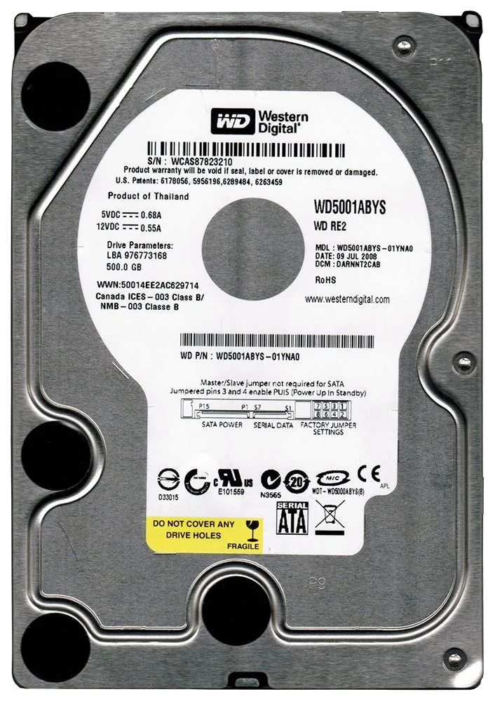 WD5001ABYS - Western Digital RE2 500GB 7200RPM SATA 3Gb/s 16MB Cache 3.5-inch Hard Drive