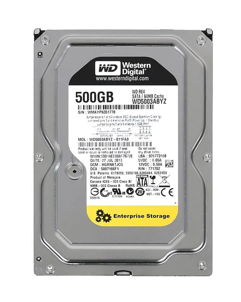 WD5003ABYZ-A1 - Western Digital RE4 500GB 7200RPM SATA 6Gb/s 64MB Cache 3.5-inch Hard Drive