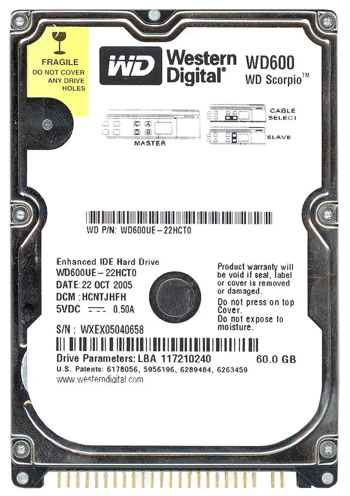 WD600UE - Western Digital Scorpio 60GB 5400RPM ATA-100 2MB Cache 2.5-inch Hard Drive