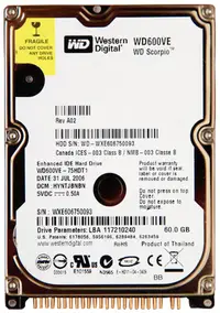 WD600VE - Western Digital Scorpio 60GB 5400RPM ATA-100 8MB Cache 44-Pin 2.5-inch Hard Drive