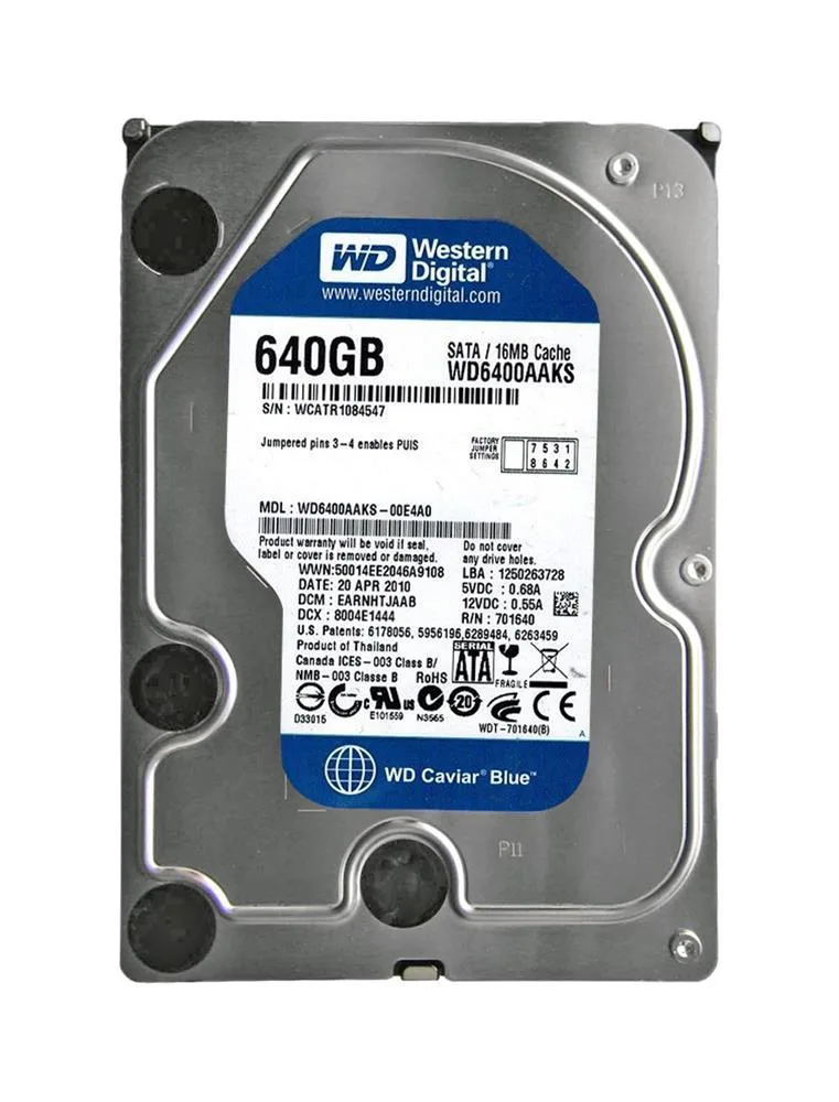 WD6400AAKS-00E4A0 - Western Digital 640GB 7200RPM SATA 3Gb/s 16MB Cache 3.5-inch Hard Drive