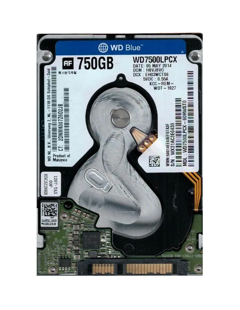 WD7500LPCX-60HWST0 - Western Digital Blue 750GB 5400RPM SATA 6Gb/s 16MB Cache 2.5-inch Hard Drive