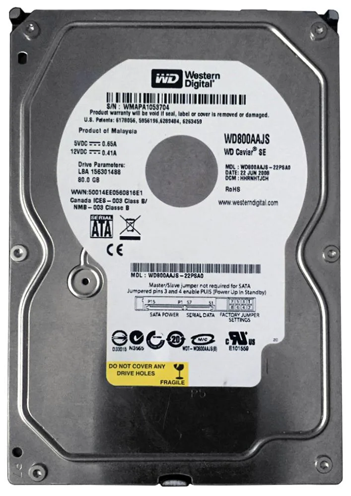 WD800AAJS - Western Digital Caviar Blue 80GB 7200RPM SATA 3Gb/s 8MB Cache 3.5-inch Hard Drive
