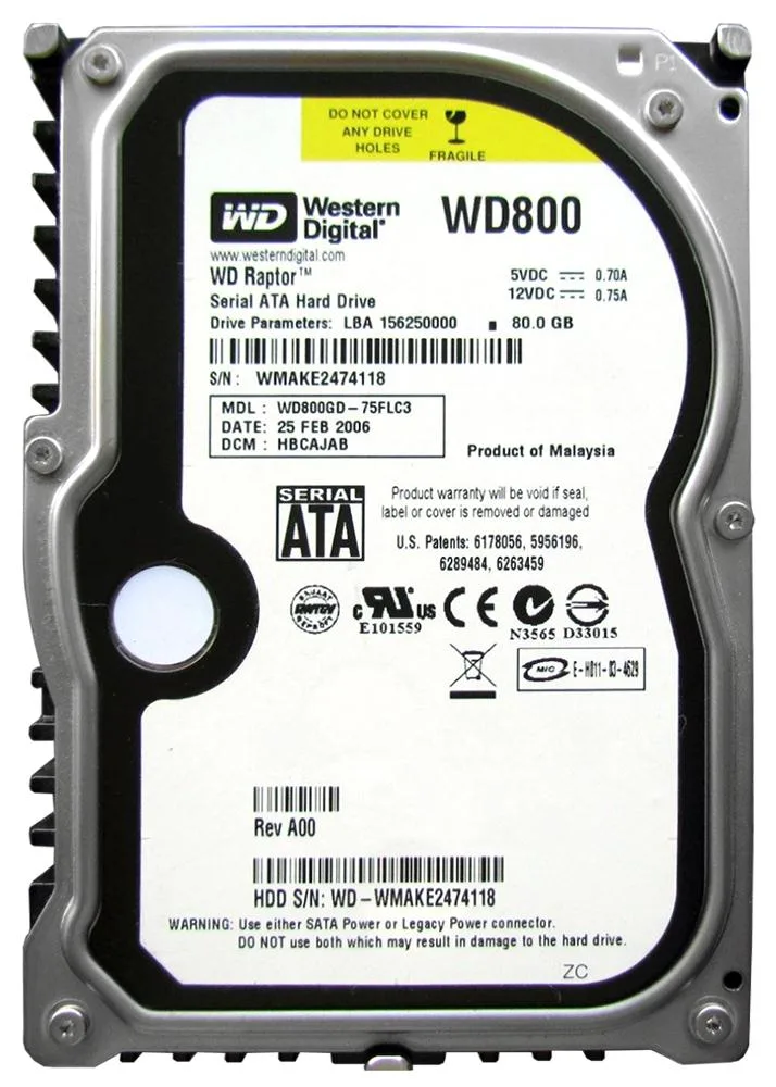 WD800GD - Western Digital Raptor 80GB 10000RPM SATA 1.5Gb/s