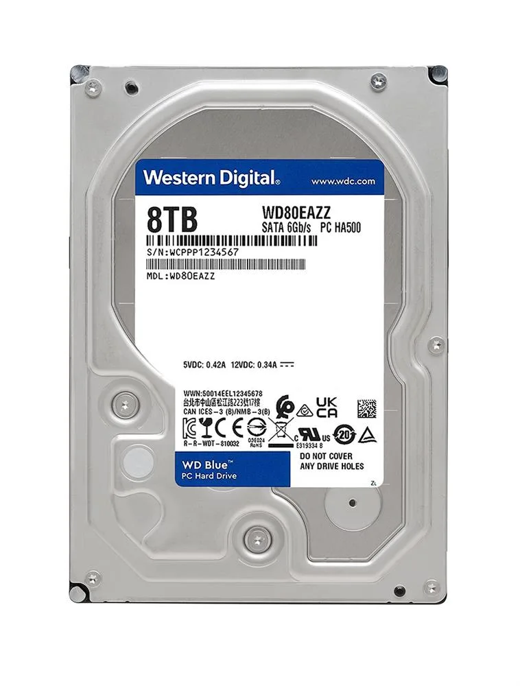 WD80EAZZ - Western Digital Blue PC Desktop 8TB 5640RPM SATA 6Gb/s 128MB Cache 3.5-inch Hard drive