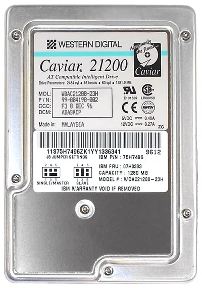 WDAC21AA-23ANA0 - Western Digital Caviar 1.2GB 5200RPM IDE/ATA 128KB Cache 3.5-inch Hard Disk Drive