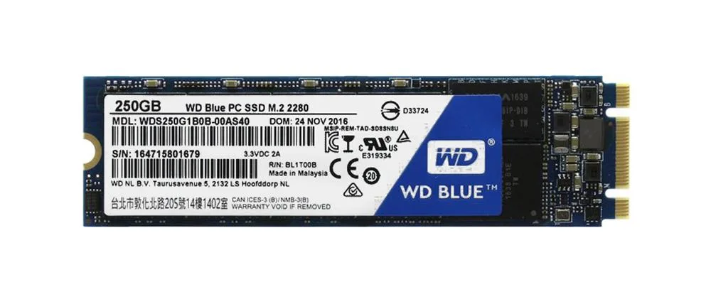 WDS250G1B0B-00AS40 - Western Digital Blue 250GB Triple-Level Cell SATA 6Gb/s M.2 2280 Solid State Drive