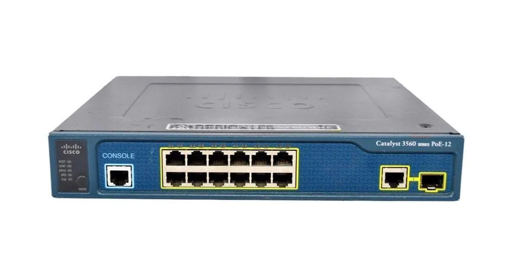 WS-C3560-12PC-S-M - Cisco Catalyst 3560 PoE 12-Port 12 x 10/100 + 1 x combo Gigabit SFP Layer 2 Managed Gigabit Ethernet Network Switch