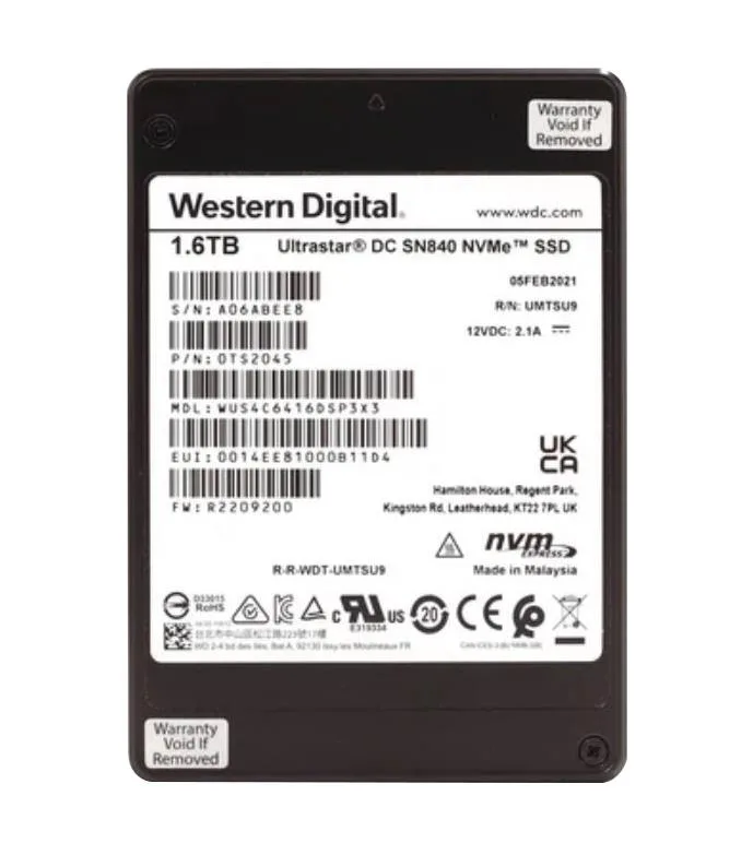 WUS4C6416DSP3XZ - Western Digital Ultrastar DC SN840 1.6TB ISE PCI Express NVMe 3.1 x4 Hard Drive