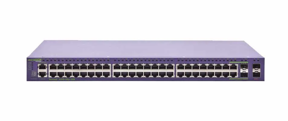 Extreme X440-48P Extreme Networks X440-48P Summit X440 Series 48 x RJ-45 Ports PoE+ 10/100/1000Base-T + 2 x Shared SFP Ports + 2 x SFP+ Ports Layer 3 Managed Rack-mountable Gigabit Ethernet Network Sw
