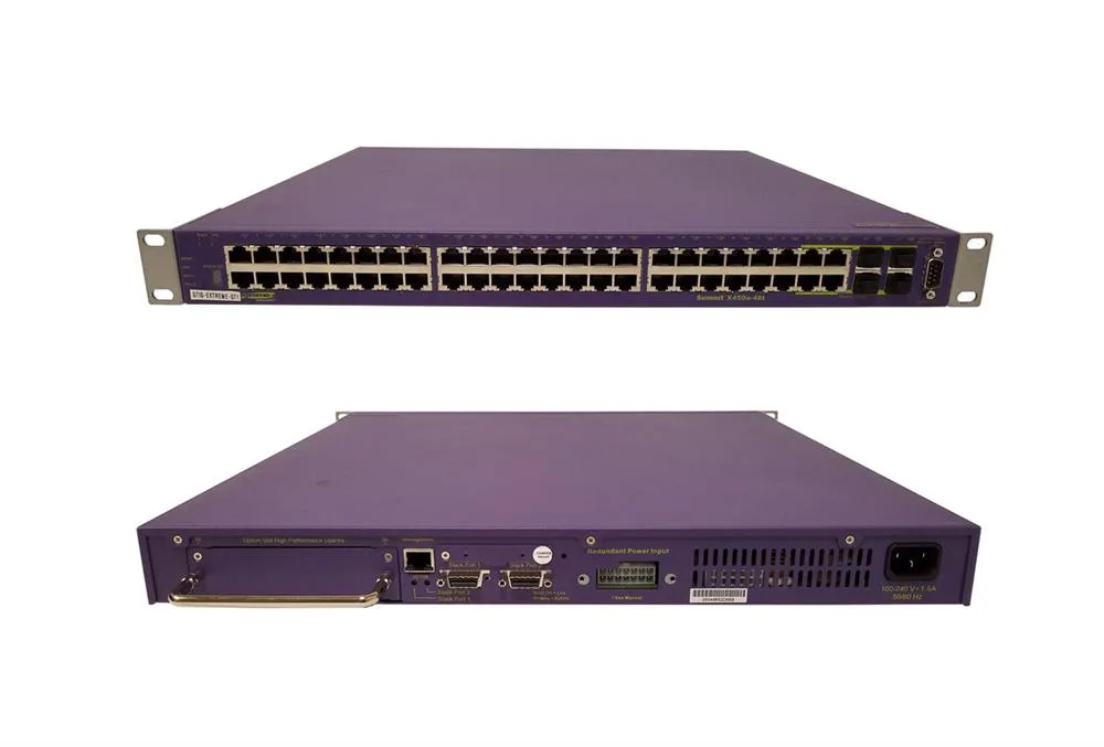 Extreme X450A-48T Extreme Networks X450A-48T Summit X450a Series 48 x Ports 1000Base-T + 4 x Ports Shared SFP 1U Rack-mountable Layer 2 Network Switch
