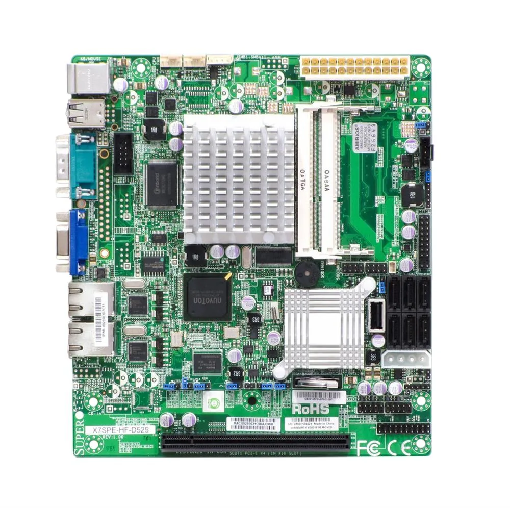 X7SPE-H-D525-O - Supermicro Intel Atom D525/ Intel ICH9R/ DDR3/ V/2GbE/ FlexATX Server Motherboard