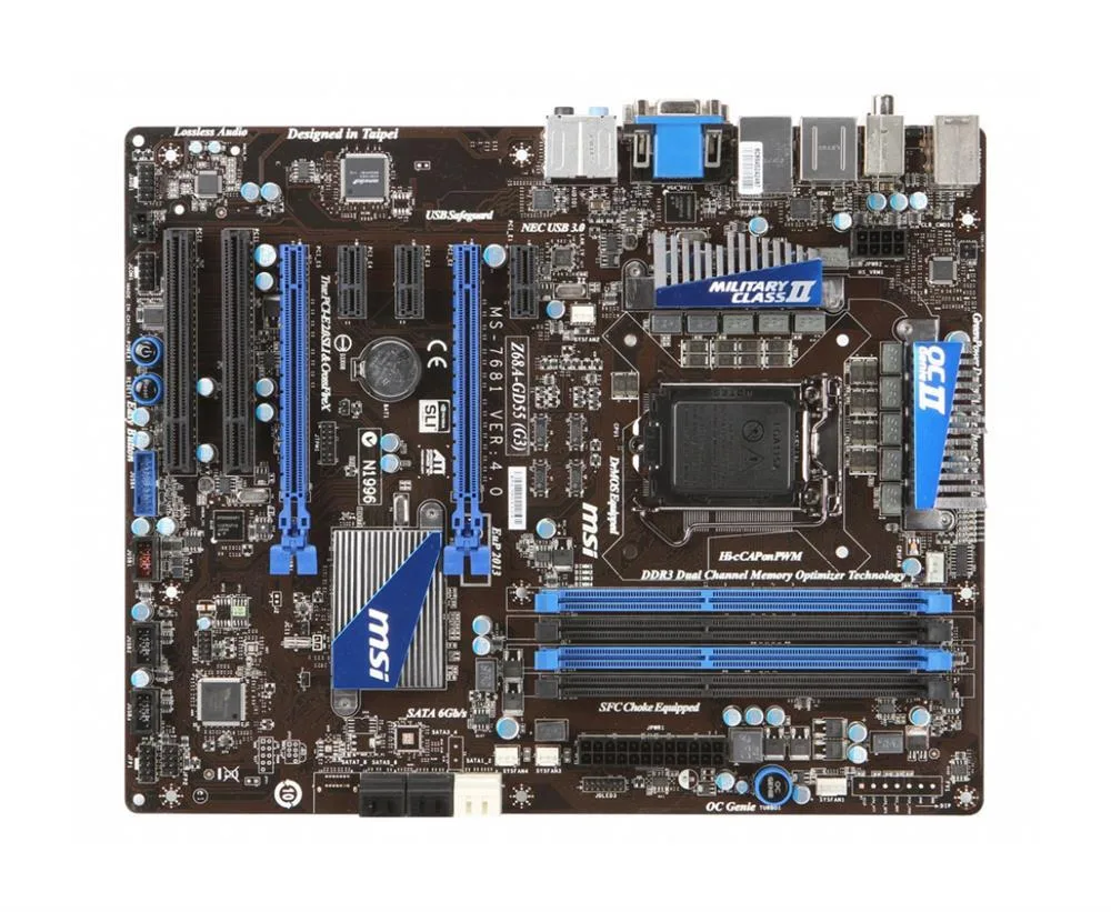 Z68A-GD55-G3 - MSI Z68A-GD55 (G3) Socket LGA 1155 Intel Z68 Chipset DDR3 4x DIMM 2x SATA 6.0Gb/s ATX Motherboard